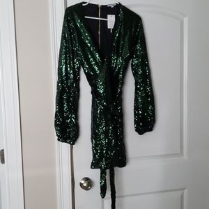Green mini sequin dress